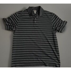 Greg Norman Play Dry Short Sleeve Polo Shirt Black Striped Logo 2XL XXL JBHS